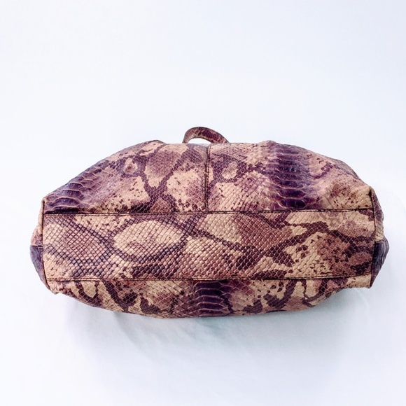 Claudia Firenze Snake Print Leather Shoulder Bag Purple Python Tote - Picture 7 of 16